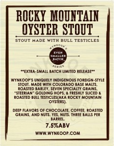 ROCKY MOUNTAIN OYSTER STOUT LIMITED RELEASE APRIL 1ST 2014